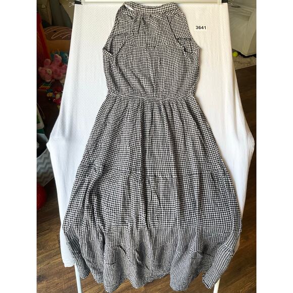 Lauren Conrad Women Maxi Dress Size M Gingham Halter Casual Checked Back White - Picture 7 of 7